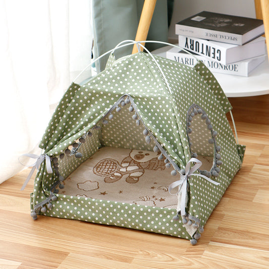 Cat & Dog House Enclosed Pet Bed